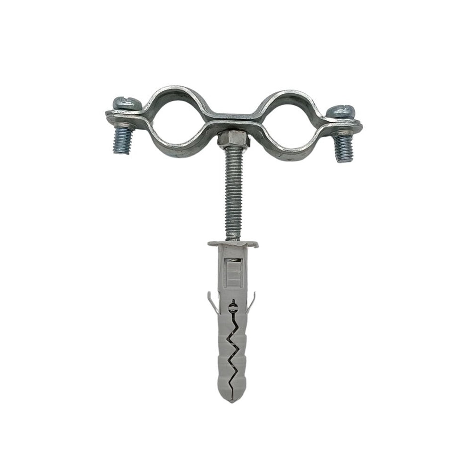 Doppel-Schraubrohrschellen 14-18mm  Stahl mit Schrauben und Dübel