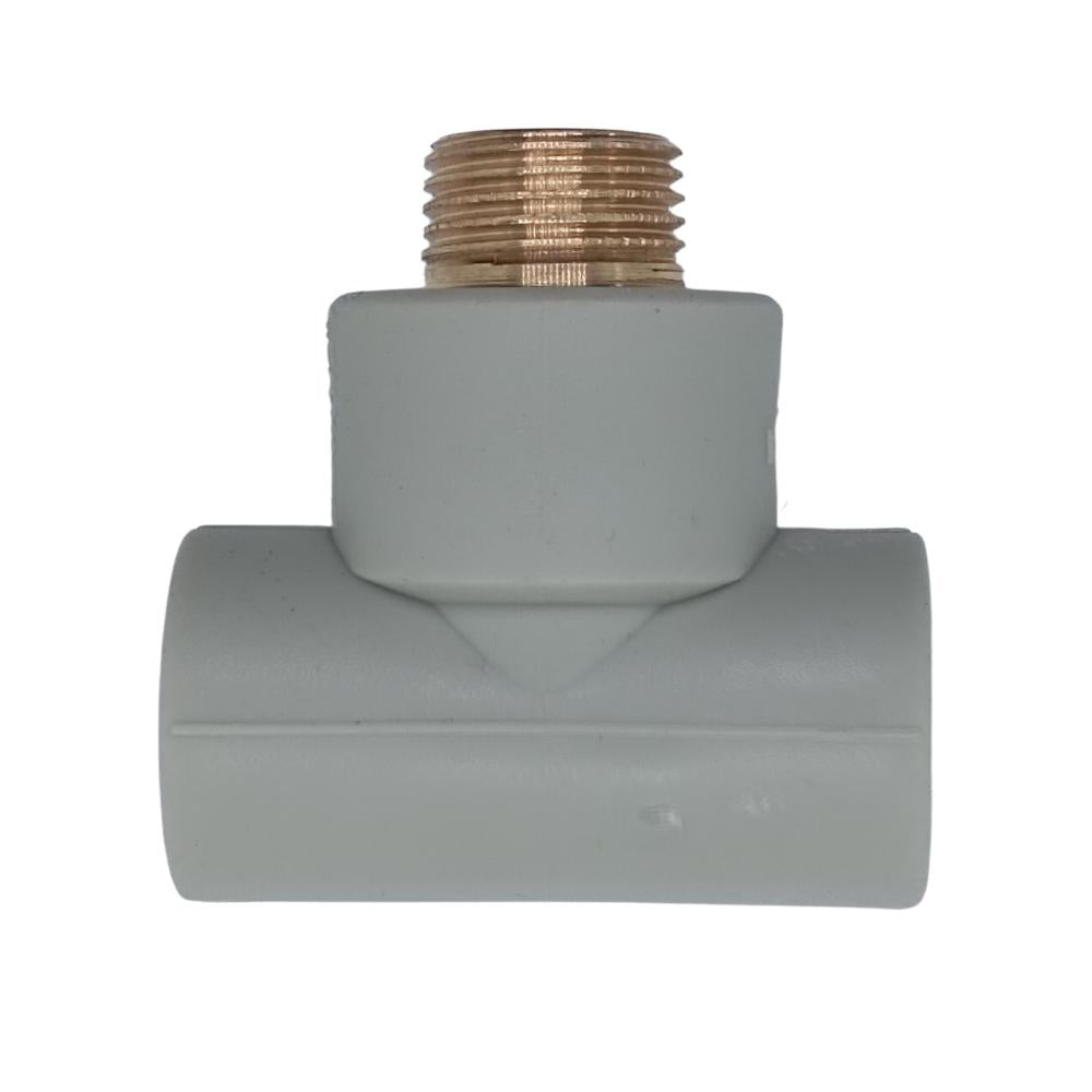 PPR Fittings: T-Stück mit AG Rohr Schweißtechnik PP-R Rohrfitting Polypropylen Fitting geeignet für Trinkwasser mit Außengewinde