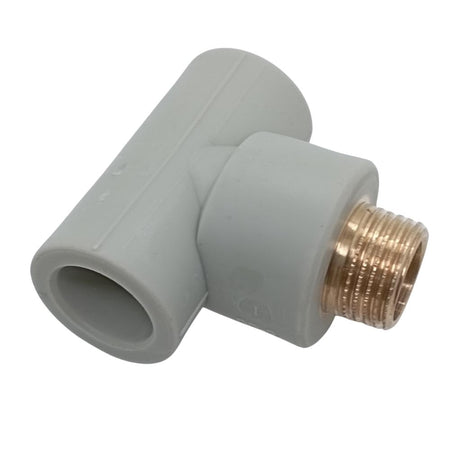 PPR Fittings: T-Stück mit AG Rohr Schweißtechnik PP-R Rohrfitting Polypropylen Fitting geeignet für Trinkwasser mit Außengewinde