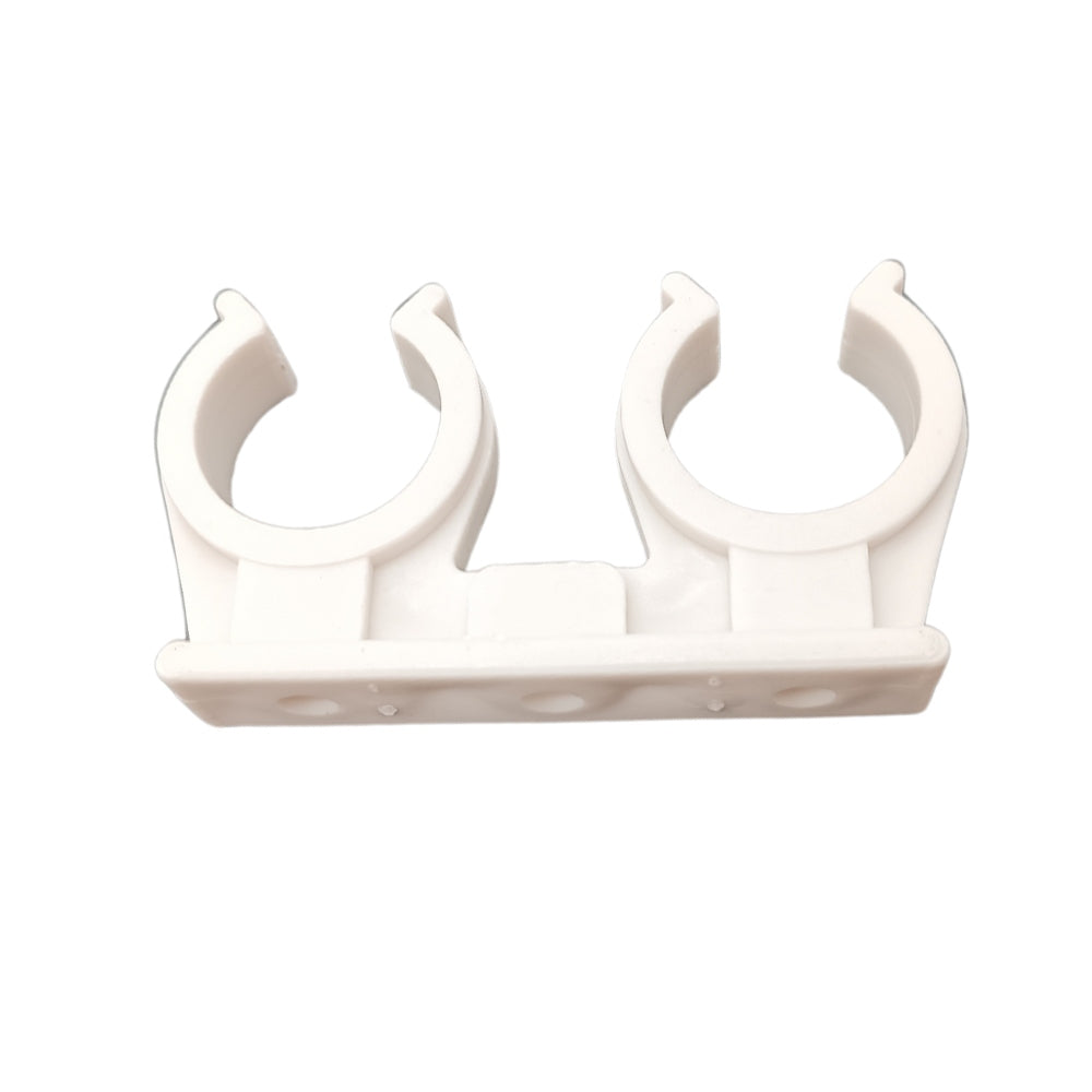 10x Rohrclips Zweifach Rohrhalter Doppelt 18 mm Weiß Rohrbefestigung