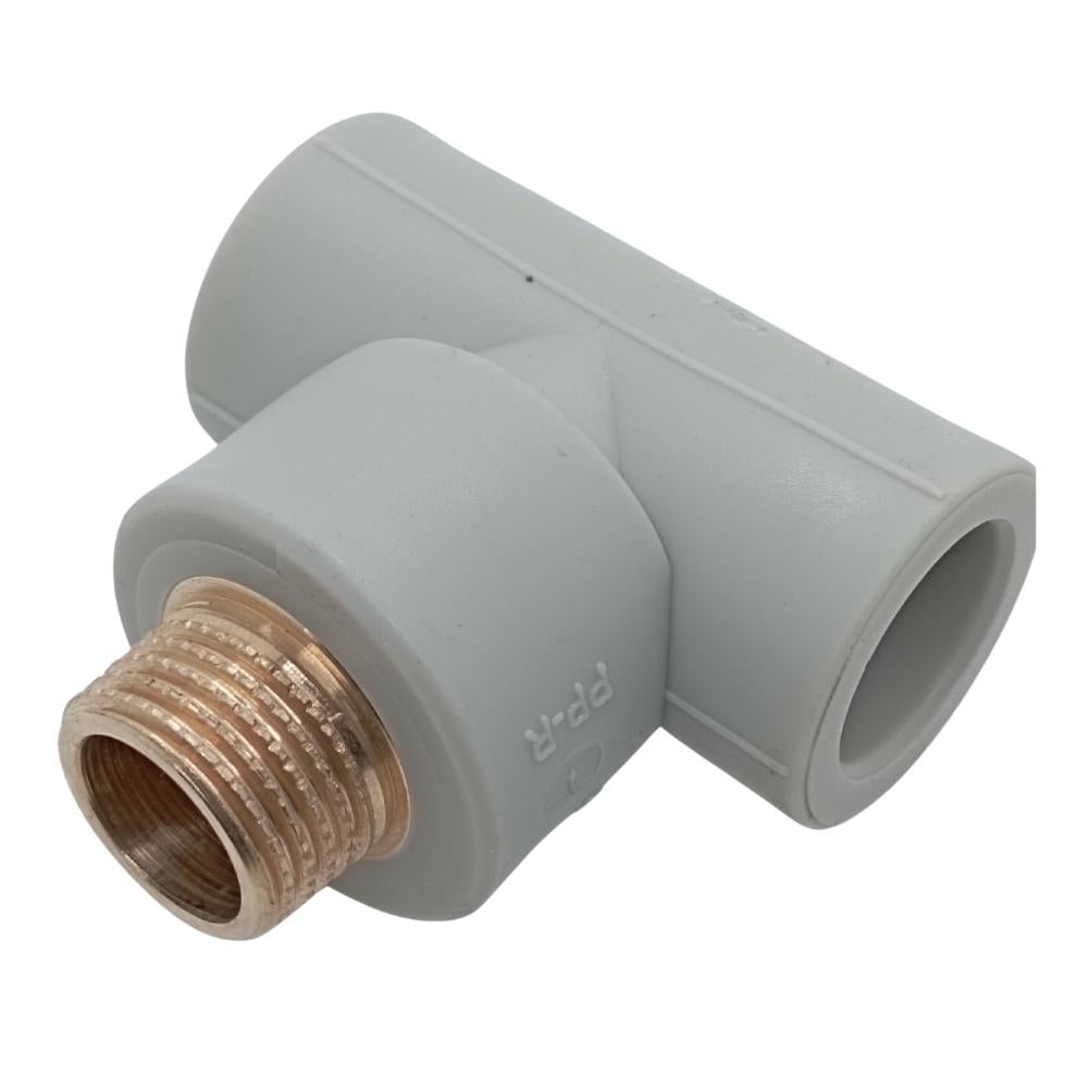 PPR Fittings: T-Stück mit AG Rohr Schweißtechnik PP-R Rohrfitting Polypropylen Fitting geeignet für Trinkwasser mit Außengewinde