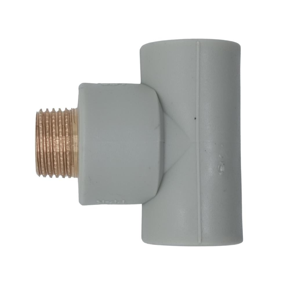 PPR Fittings: T-Stück mit AG Rohr Schweißtechnik PP-R Rohrfitting Polypropylen Fitting geeignet für Trinkwasser mit Außengewinde