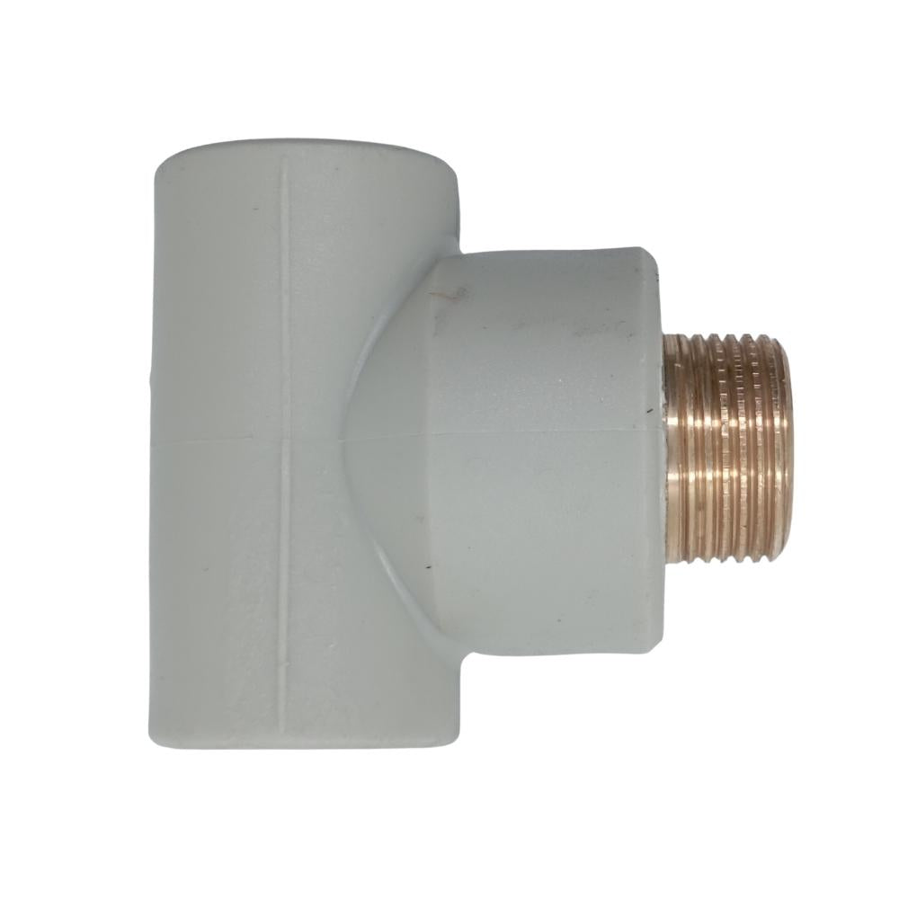 PPR Fittings: T-Stück mit AG Rohr Schweißtechnik PP-R Rohrfitting Polypropylen Fitting geeignet für Trinkwasser mit Außengewinde
