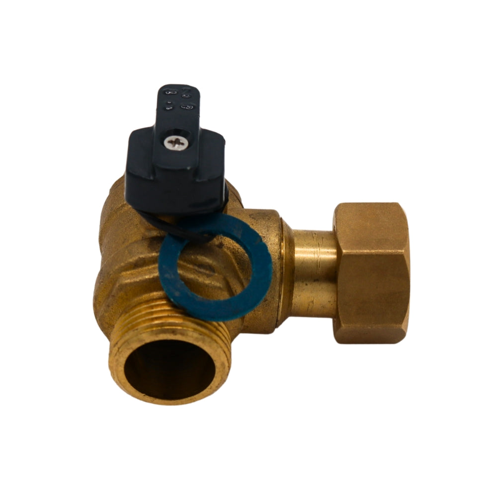 Eck-Kugelhahn 3/4" zum Anschluss eines Gas-Kessels, Eckkugelhahn für Wandkessel, mit Antikalkfilter und Rückschlagventil