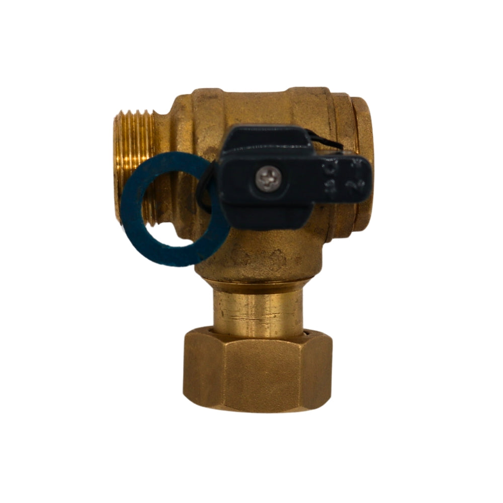 Eck-Kugelhahn 3/4" zum Anschluss eines Gas-Kessels, Eckkugelhahn für Wandkessel, mit Antikalkfilter und Rückschlagventil