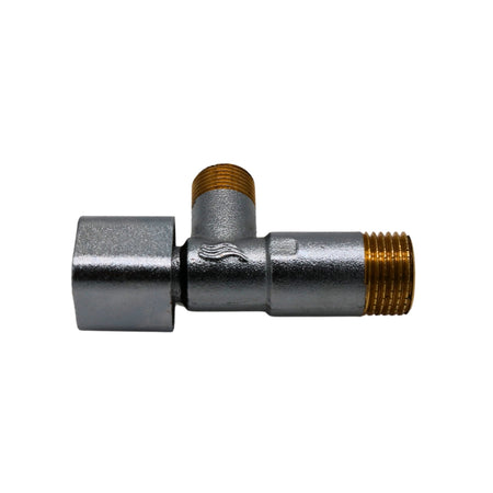 Eckventil mit Filter und Steinschutz kugelgestrahlt verchromt Messing Trinkwasser geeignet 16 bar