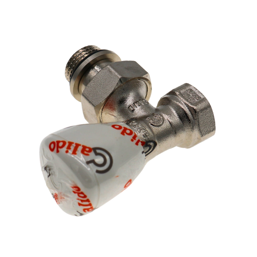 Heizkörperventil 1/2″, Vorlauf, Eck, mit O-Ring, Nickel