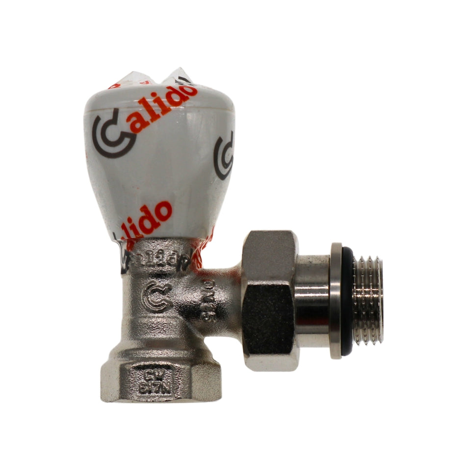 Heizkörperventil 1/2″, Vorlauf, Eck, mit O-Ring, Nickel