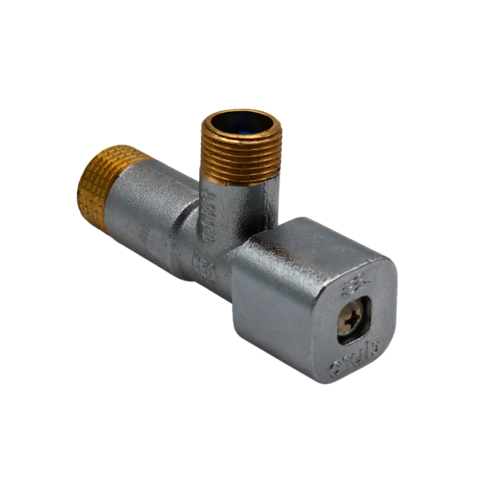 Eckventil mit Filter und Steinschutz kugelgestrahlt verchromt Messing Trinkwasser geeignet 16 bar