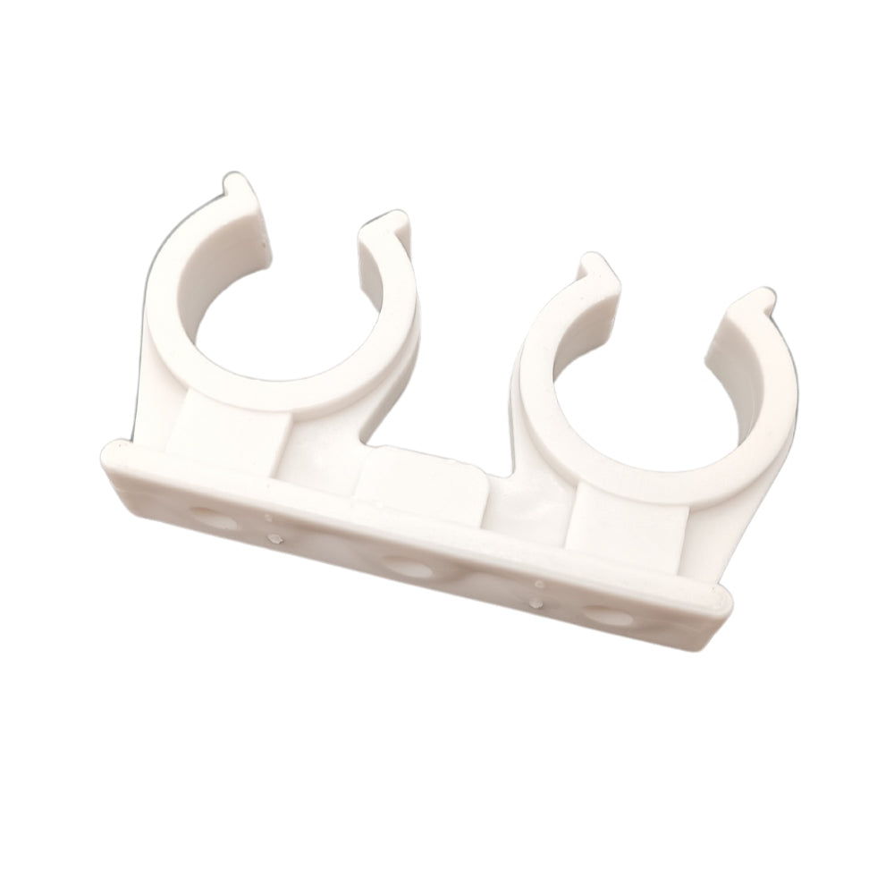 10x Rohrclips Zweifach Rohrhalter Doppelt 18 mm Weiß Rohrbefestigung