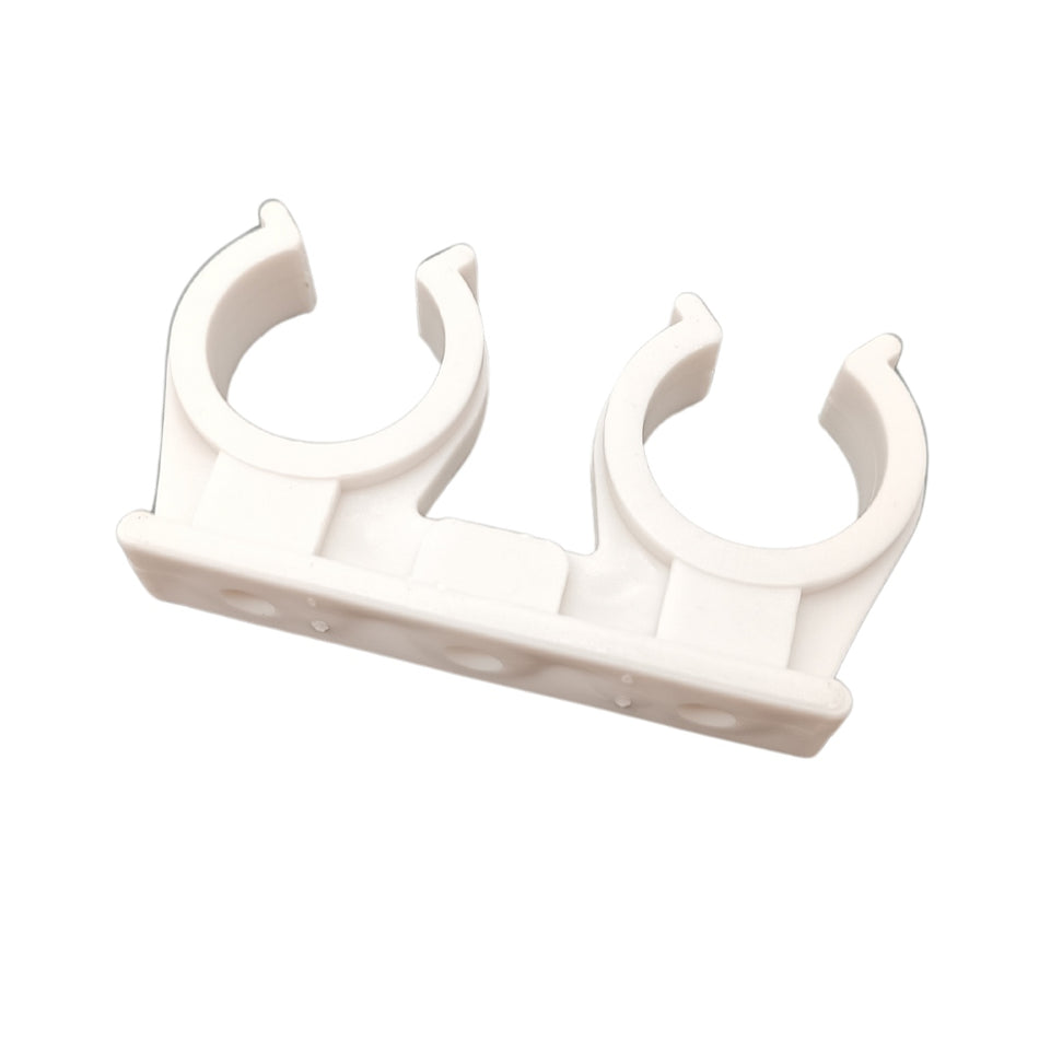 10x Rohrclips Zweifach Rohrhalter Doppelt 18 mm Weiß Rohrbefestigung