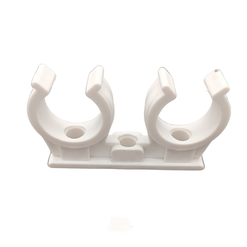 10x Rohrclips Zweifach Rohrhalter Doppelt 18 mm Weiß Rohrbefestigung