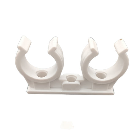 10x Rohrclips Zweifach Rohrhalter Doppelt 18 mm Weiß Rohrbefestigung