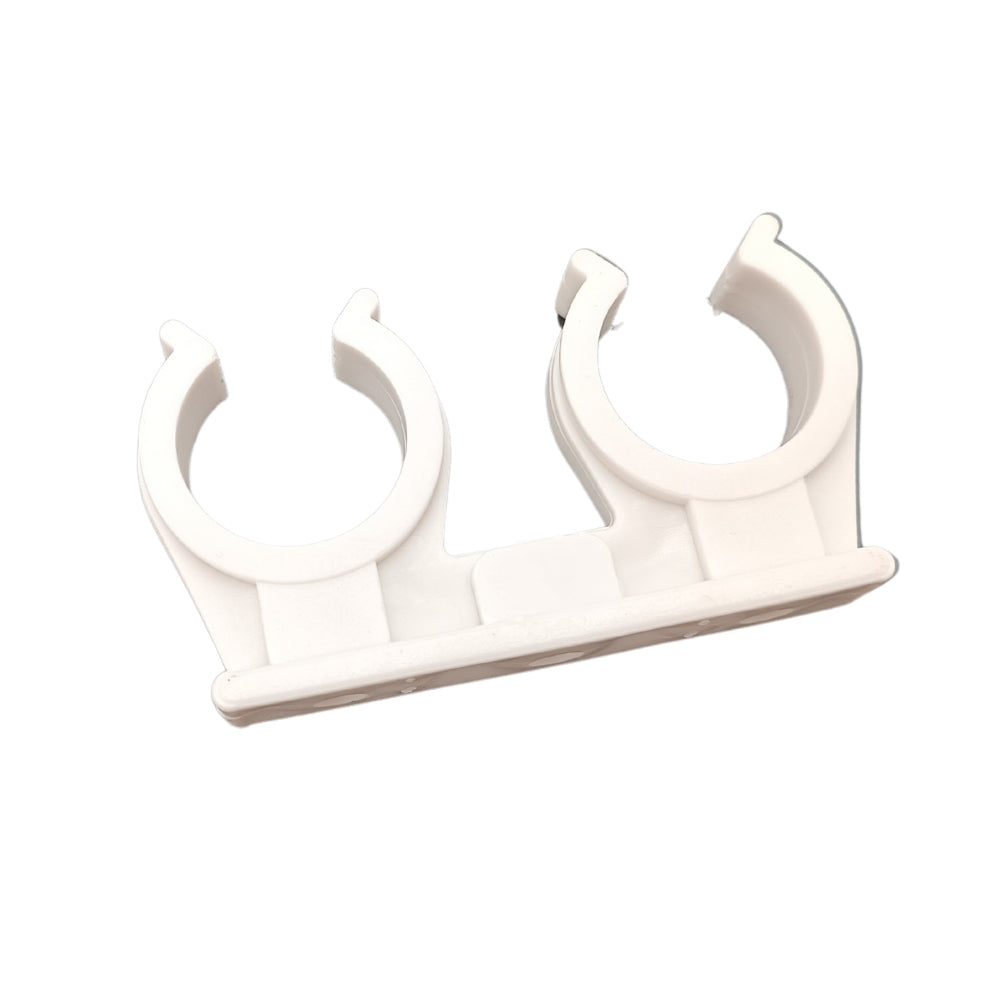 10x Rohrclips Zweifach Rohrhalter Doppelt 18 mm Weiß Rohrbefestigung