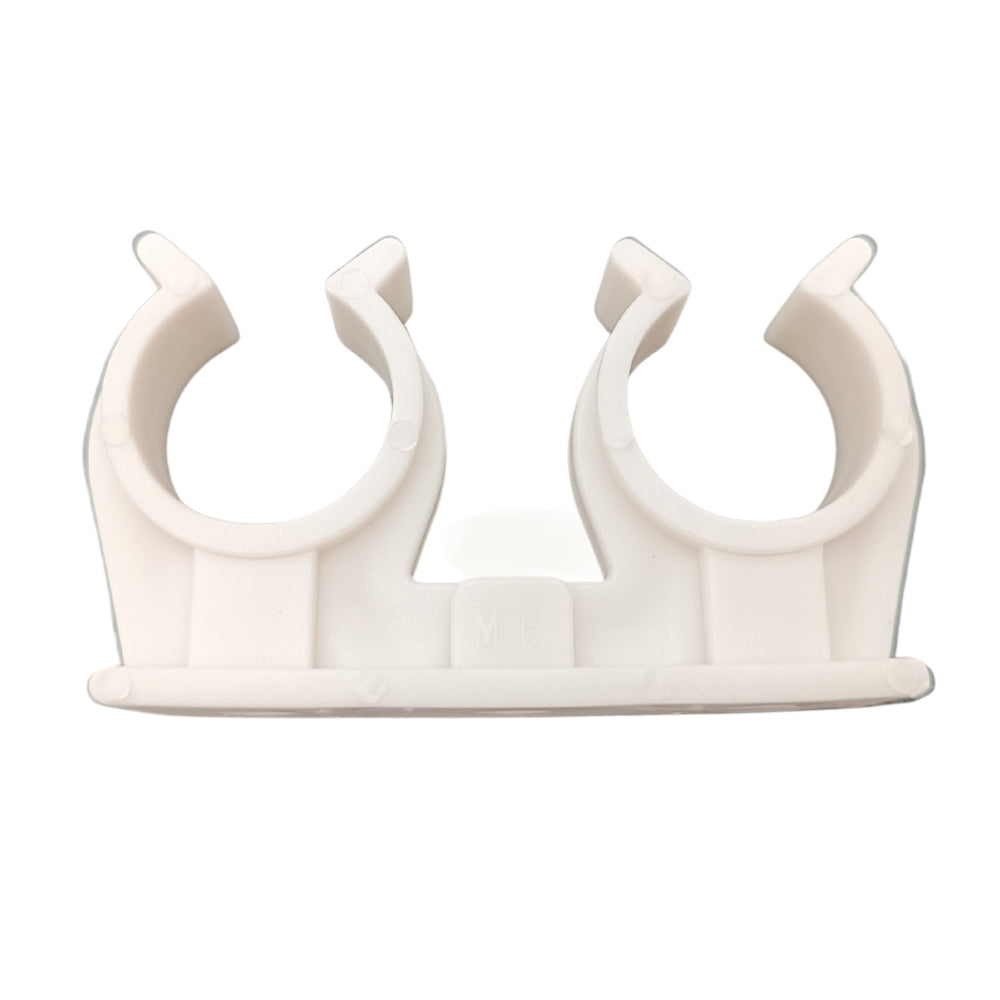 10x Rohrclips Zweifach Rohrhalter Doppelt 18 mm Weiß Rohrbefestigung