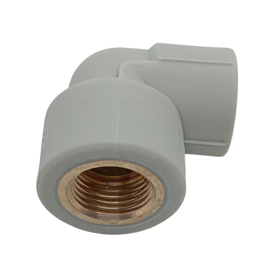PPR fittings: 90 degree elbow with female thread. Pipe welding technology PP-R.