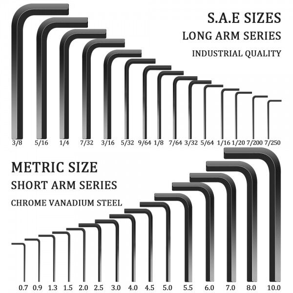 30x Innensechskant Schlüssel Inbusschlüsselsatz Satz Metrisch + Zoll Sechskant