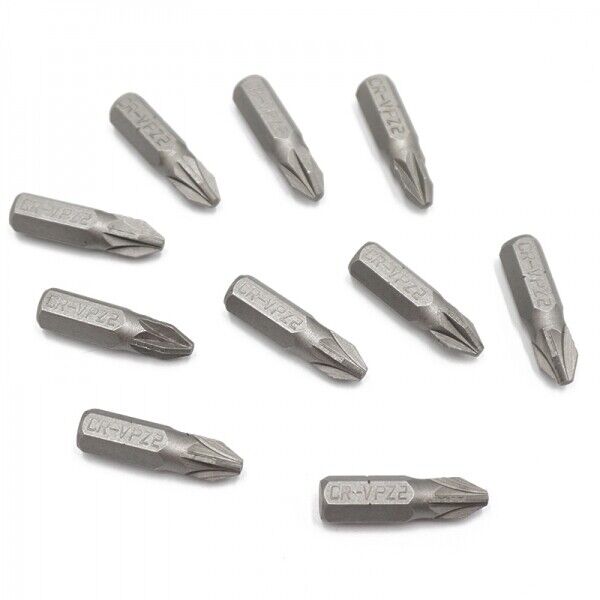 10x 1/4 "25mm PZ2 Schraubendreher Bit Set Reparaturset Werkzeuge Hex Schaft Bohr