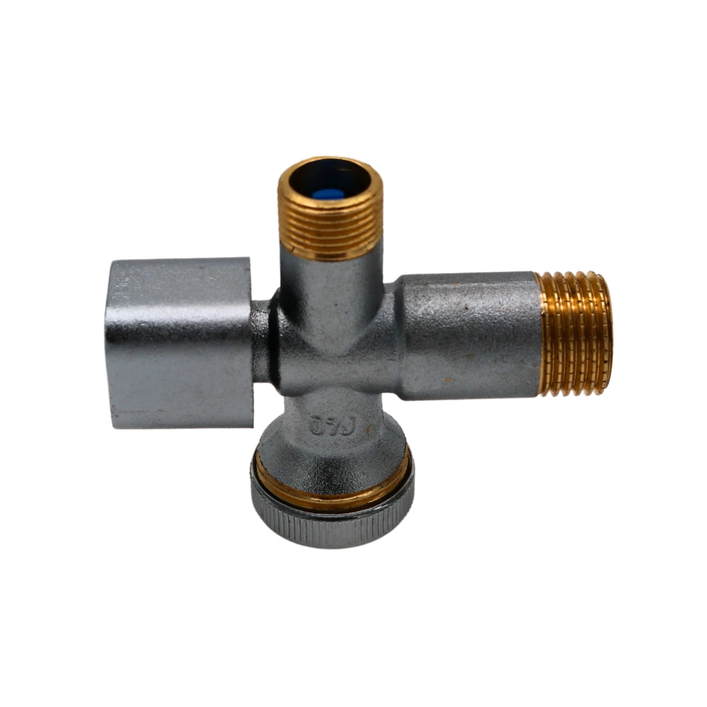Eckventil 1/2" x 3/4" x 3/8",  Solid Bis Serie Vertikal, mit Filter, Kalkschutz, Waschmaschine/Wasserhahn
