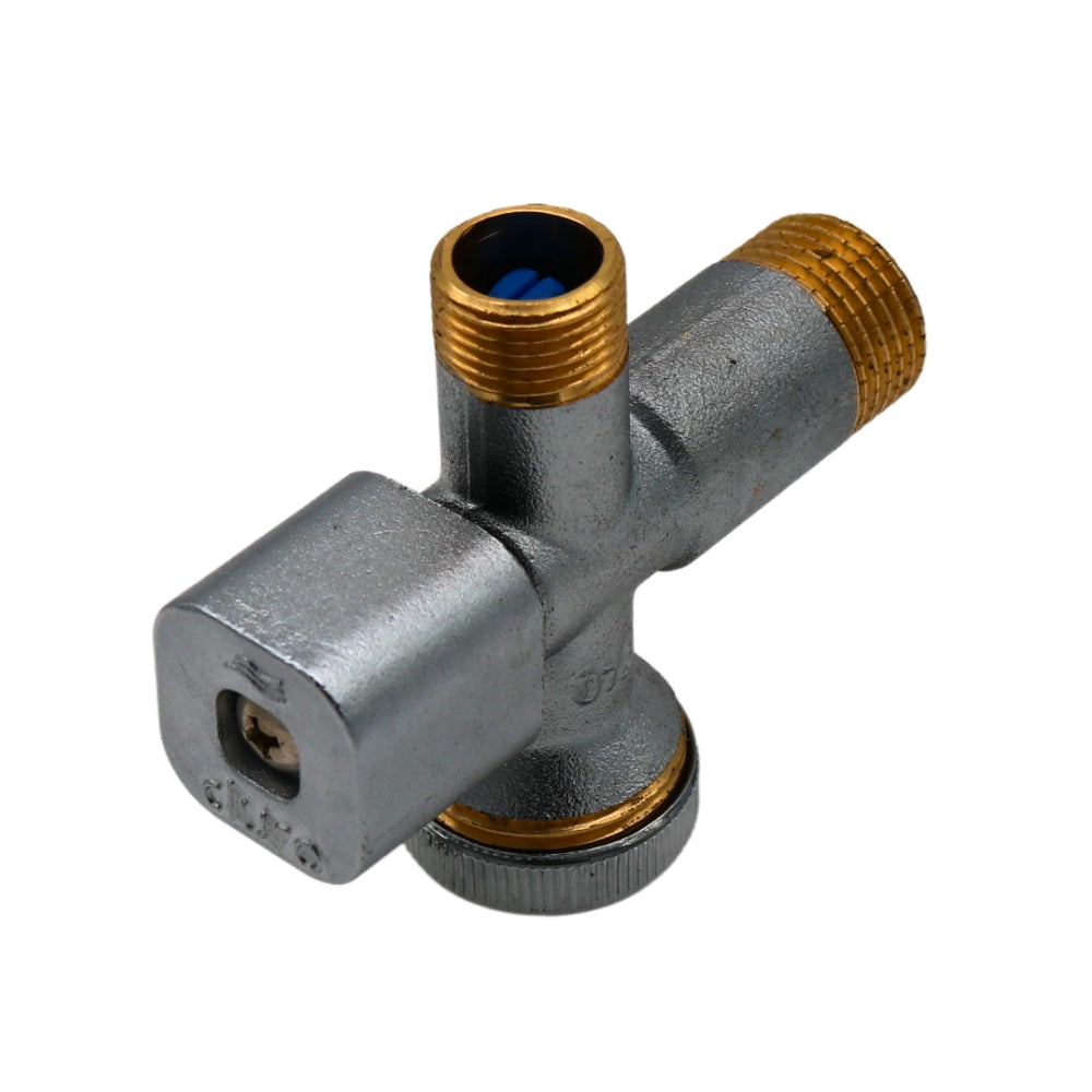 Eckventil 1/2" x 3/4" x 3/8",  Solid Bis Serie Vertikal, mit Filter, Kalkschutz, Waschmaschine/Wasserhahn