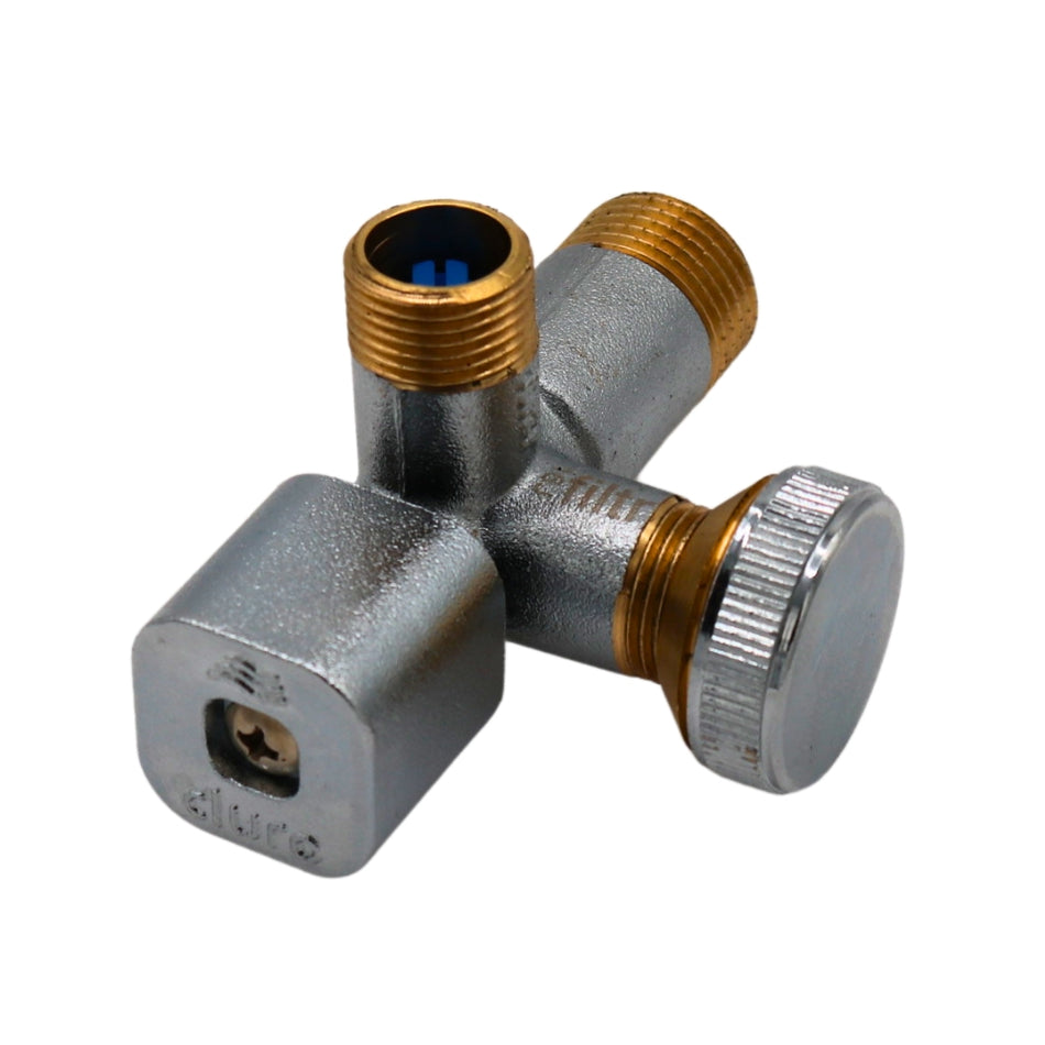 Eckventil 1/2" x 3/4" x 3/8" Solid Bis, mit Filter, Waschmaschine/Wasserhah