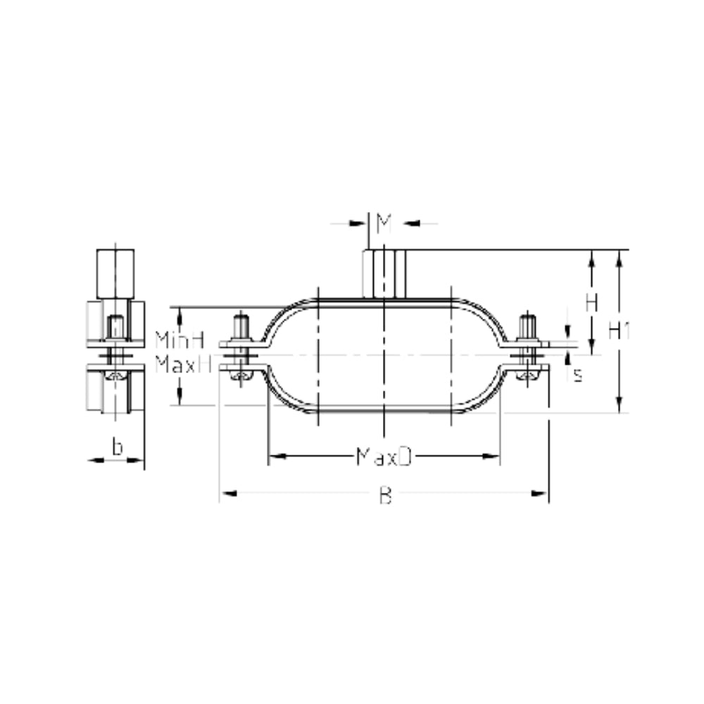 MÜPRO DUPLO-Solar Doppelrohrschelle M8/M10 34 x 80 mm Stahl Verzinkt Rohrschellen Zweischraubenschelle Zweiteilig Schraub-Rohrschelle