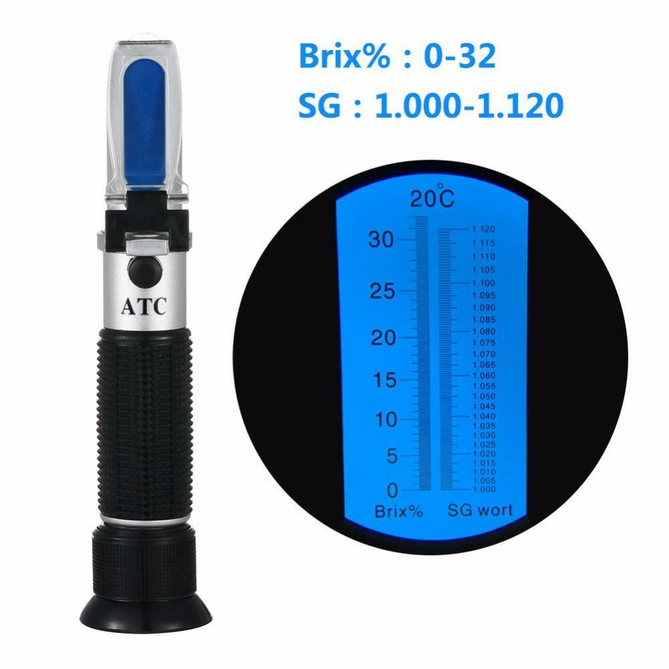 Messgerät Bier Refraktometer Brix: 0-32% Brauer RSG-32ATC / Doppelskala Alkohol