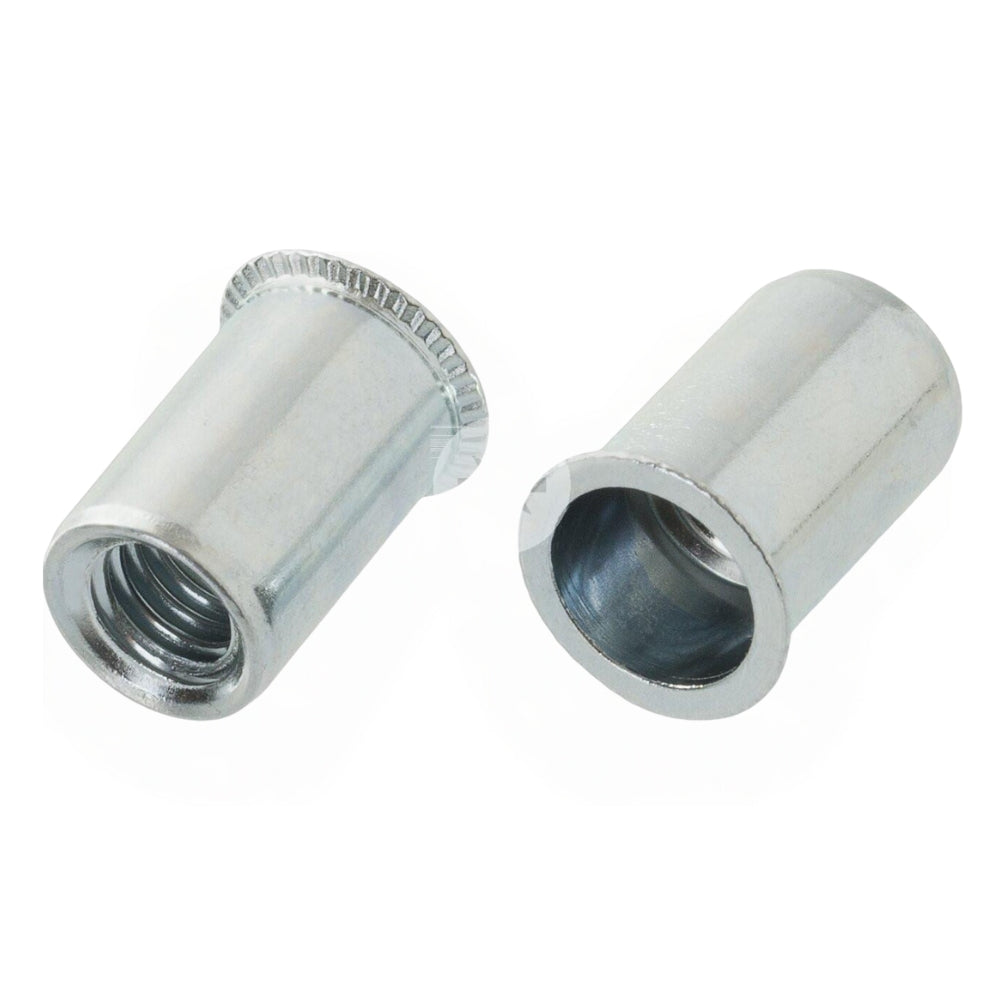 Nietmuttern M6 x 14.0 mm mit reduziertem Flachkopf, Einnietmuttern, Blindnietmuttern Stahl verzinkt  - 25 Stück