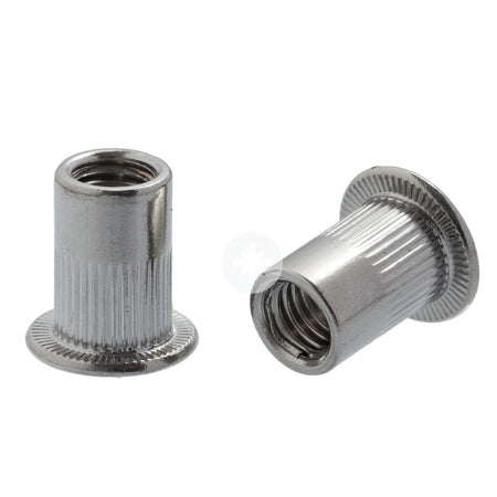 Nietmuttern gerillt mit Flachkopf M6 x 14.5 mm - 20 Stück. Blindnietmuttern Stahl verzinkt