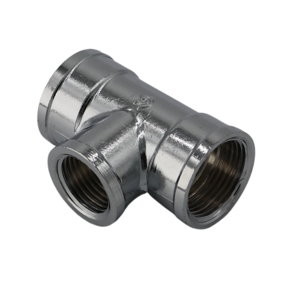 Reduziertes T-Stück 3/4" X 1/2" X 3/4" Messing verchromt IG x IG reduziert x IG