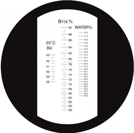 Refraktometer Honig Wasser Brix:58-90% Wasser:12-27% Baume Be 20°:38-43