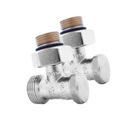 Unterer eckiger Heizkörperanschluss 3/4" x 1/2", Kühleranschlüsse mit Nippeln