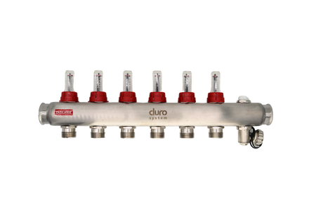 Edelstahl-Verteiler für Fußbodenheizung, 6 Heizkreise, GZ 3/4", langlebig und effizient